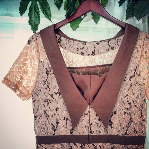 Coeur de Vague Huang Jinwu Dresses & Skirts - NWT Coeur de Vague Peach Lace Vintage Style Dress